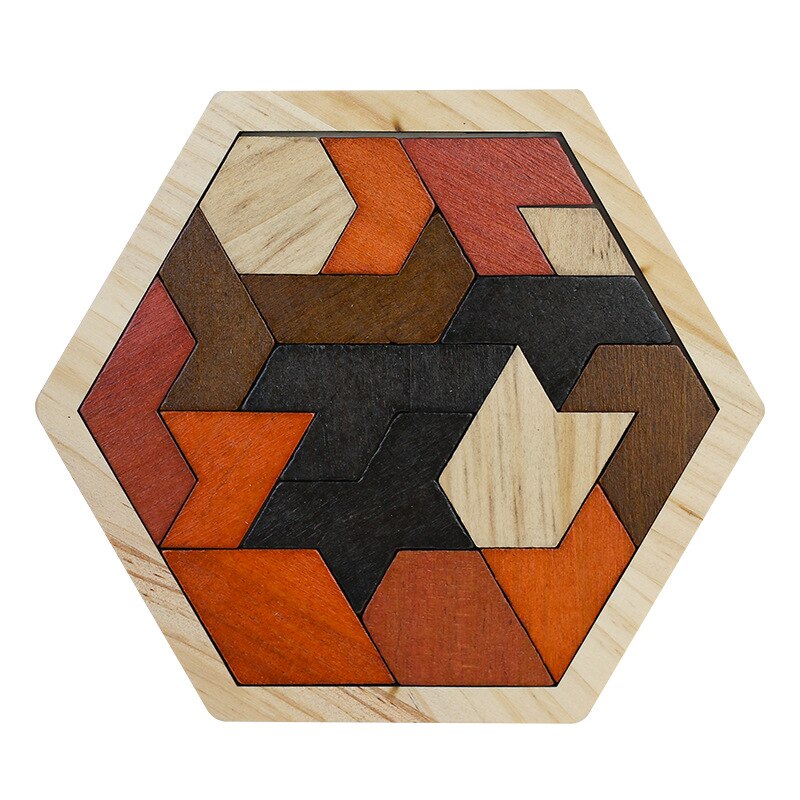 Montessori Wooden Hexagon Puzzle for Kid Tangram