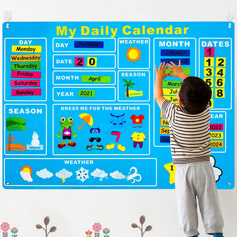 Montessori DAILY CALENDAR FELT KIT with 65 Pieces, for Kids