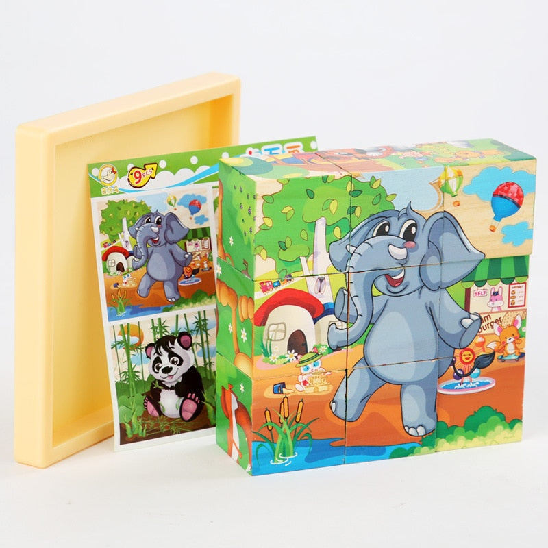 Montessori 9 Pieces Six-sided 3D Cubes Jigsaw Puzzles (3-6 Years Old)