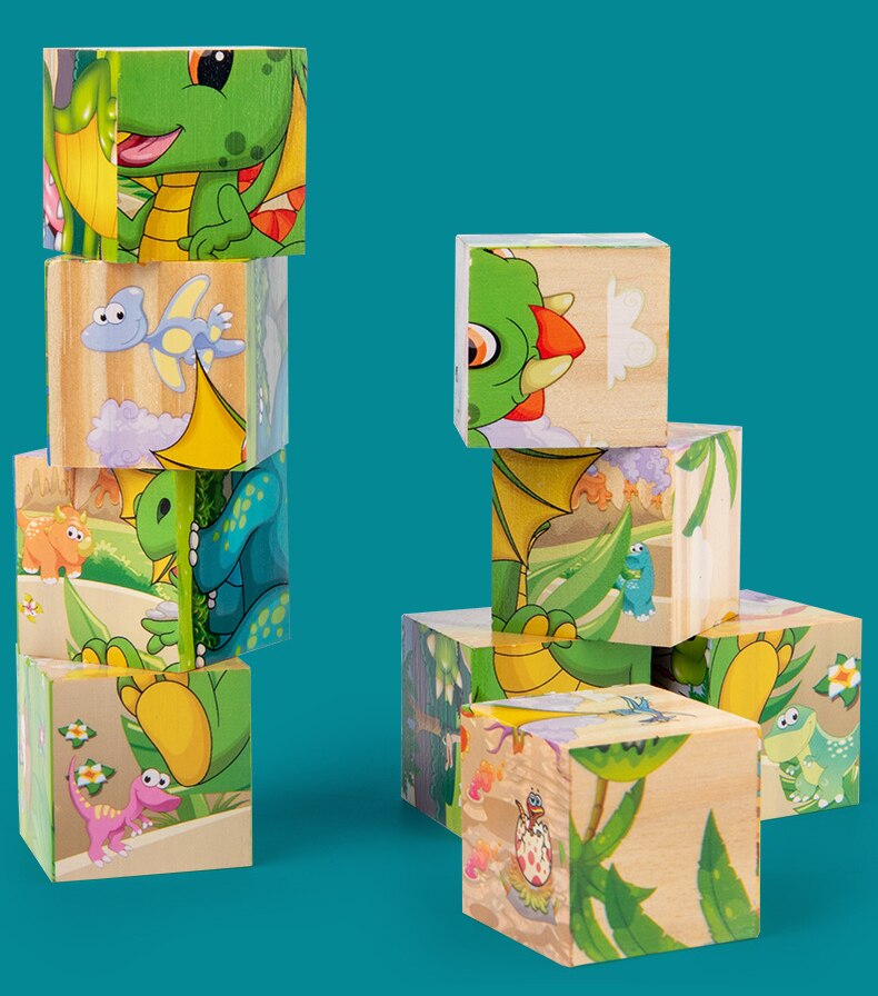 Montessori 9 Pieces Six-sided 3D Cubes Jigsaw Puzzles (3-6 Years Old)