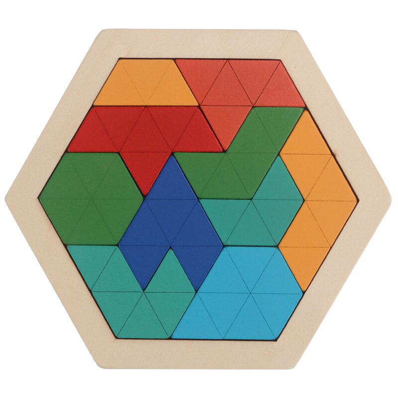 Montessori Wooden Hexagon Puzzle for Kid Tangram