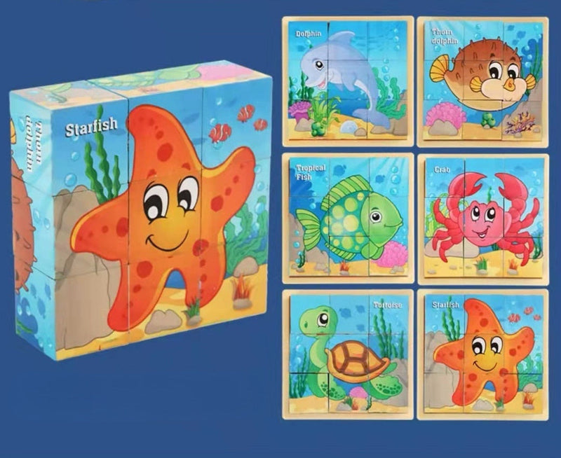 Montessori 9 Pieces Six-sided 3D Cubes Jigsaw Puzzles (3-6 Years Old)