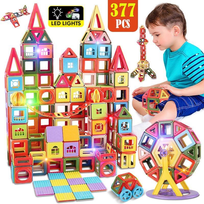 Montessori Magnetic Construction Kit with up to 377 Pieces