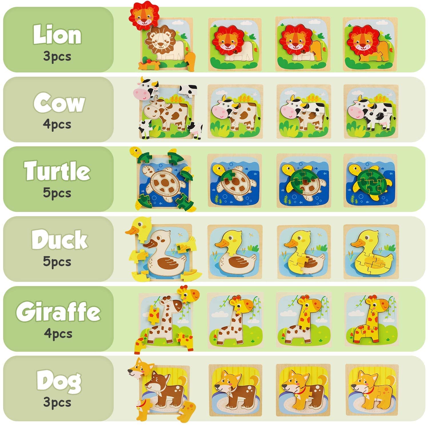 Montessori Wooden Puzzles for Toddlers Baby 1 2 3+ Years Old