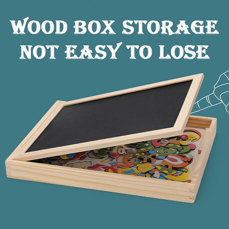 Montessori Wooden Multifunction Children Puzzle with Magnetic Writing and Drawing Board and Blackboard