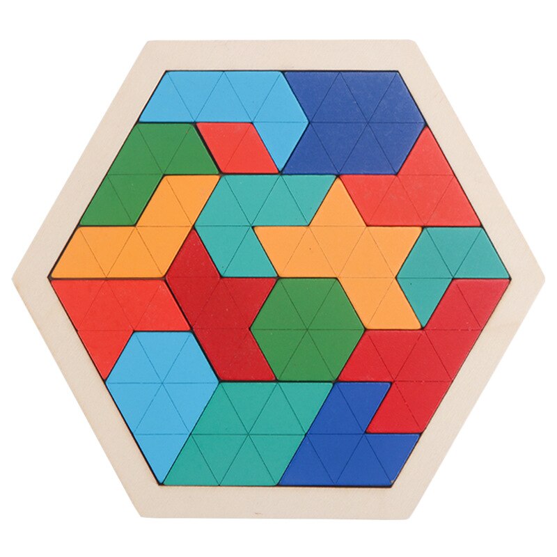 Montessori Wooden Hexagon Puzzle for Kid Tangram