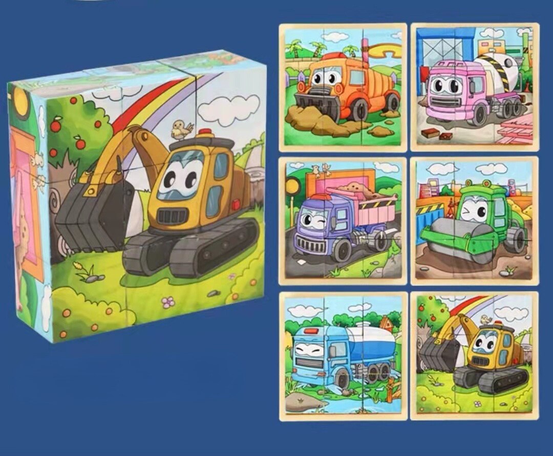 Montessori 9 Pieces Six-sided 3D Cubes Jigsaw Puzzles (3-6 Years Old)