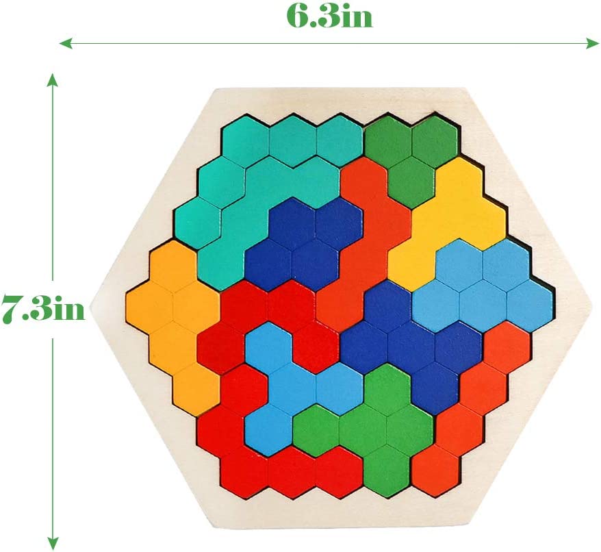 Montessori Wooden Hexagon Puzzle for Kid Tangram