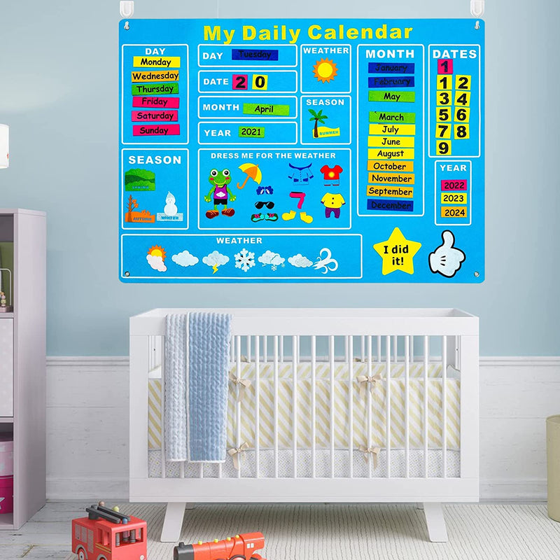 Montessori DAILY CALENDAR FELT KIT with 65 Pieces, for Kids