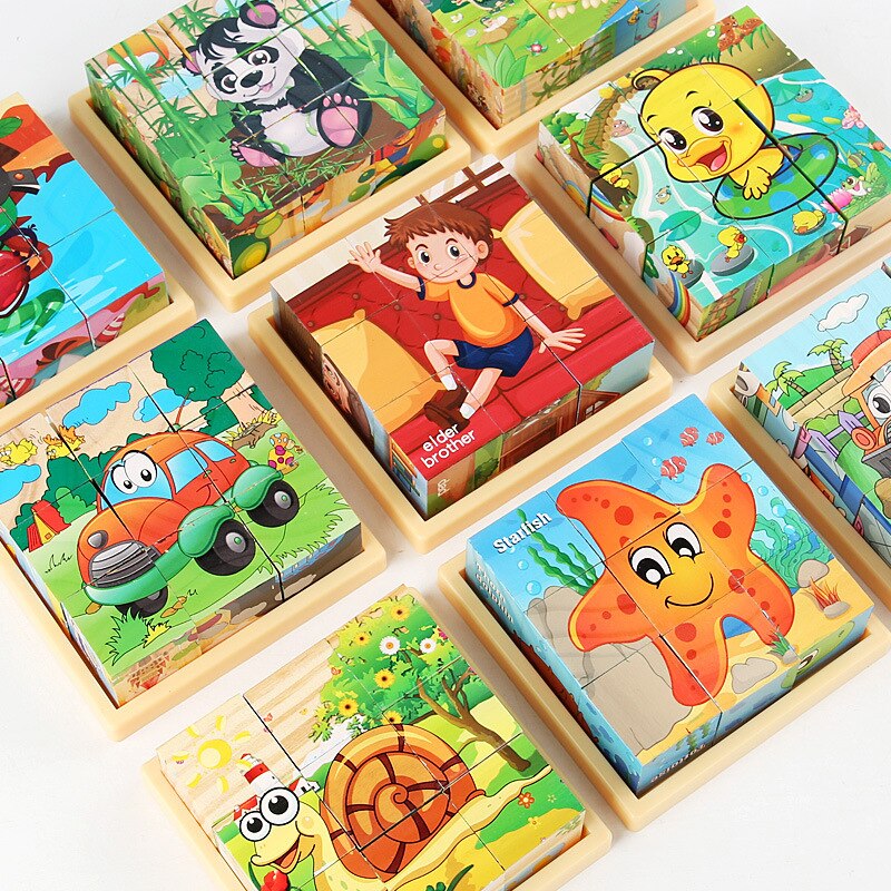 Montessori 9 Pieces Six-sided 3D Cubes Jigsaw Puzzles (3-6 Years Old)