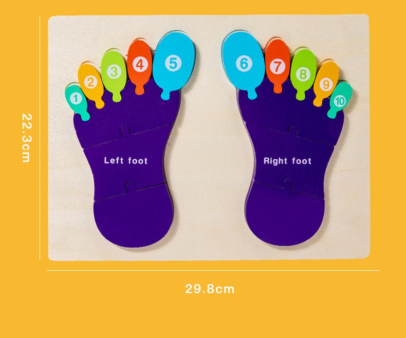 Montessori 3D Wooden Palms and Soles Puzzle