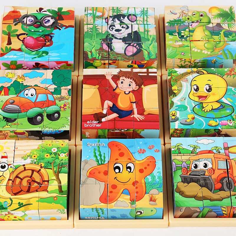 Montessori 9 Pieces Six-sided 3D Cubes Jigsaw Puzzles (3-6 Years Old)
