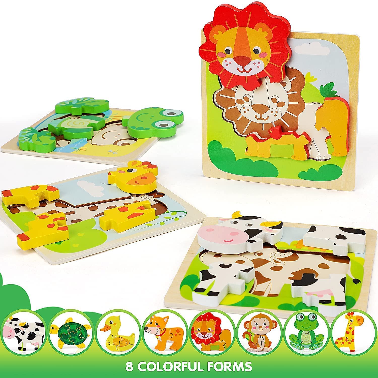 Montessori Wooden Puzzles for Toddlers Baby 1 2 3+ Years Old