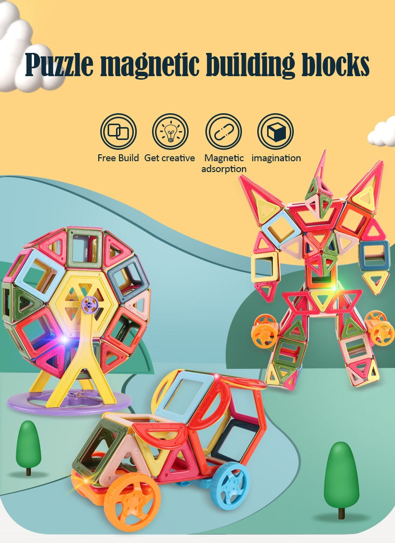 Montessori Magnetic Construction Kit with up to 377 Pieces