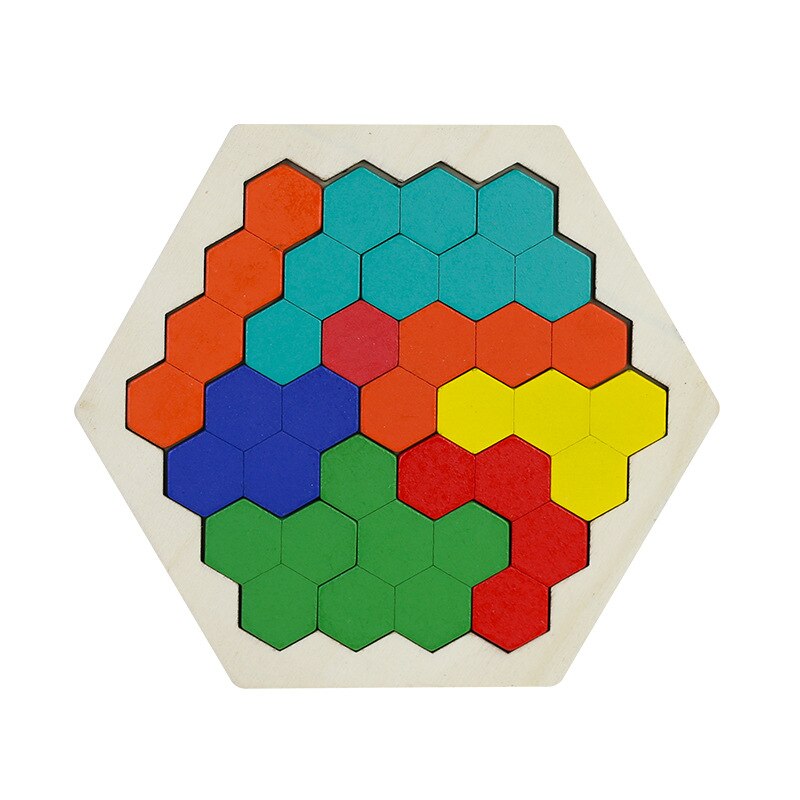 Montessori Wooden Hexagon Puzzle for Kid Tangram