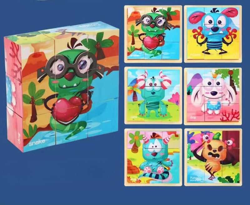 Montessori 9 Pieces Six-sided 3D Cubes Jigsaw Puzzles (3-6 Years Old)