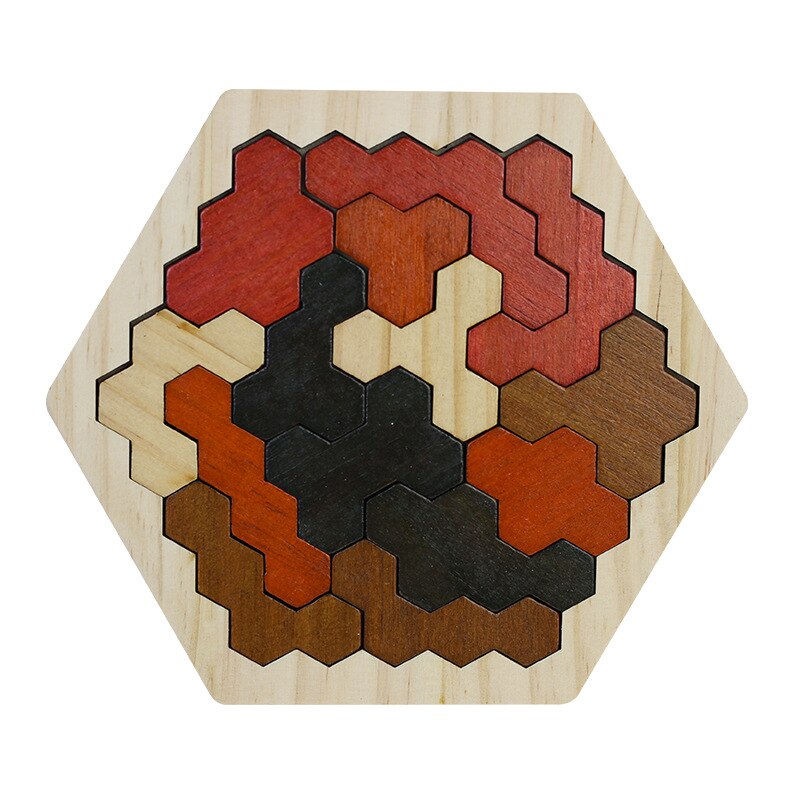 Montessori Wooden Hexagon Puzzle for Kid Tangram