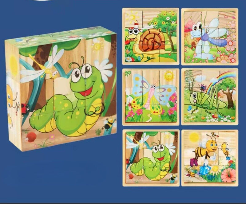 Montessori 9 Pieces Six-sided 3D Cubes Jigsaw Puzzles (3-6 Years Old)