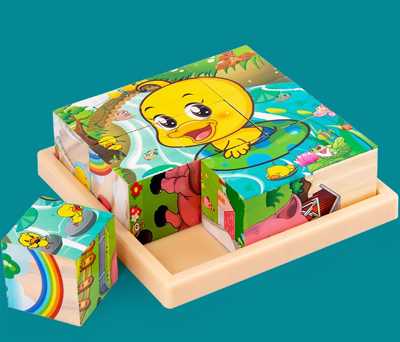 Montessori 9 Pieces Six-sided 3D Cubes Jigsaw Puzzles (3-6 Years Old)