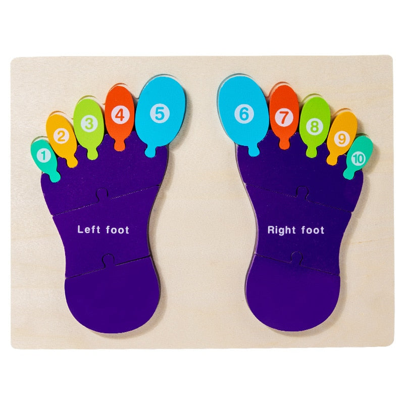 Montessori 3D Wooden Palms and Soles Puzzle