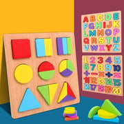 Montessori Children's 3D Wooden Puzzle with Alphabet and Number Shapes