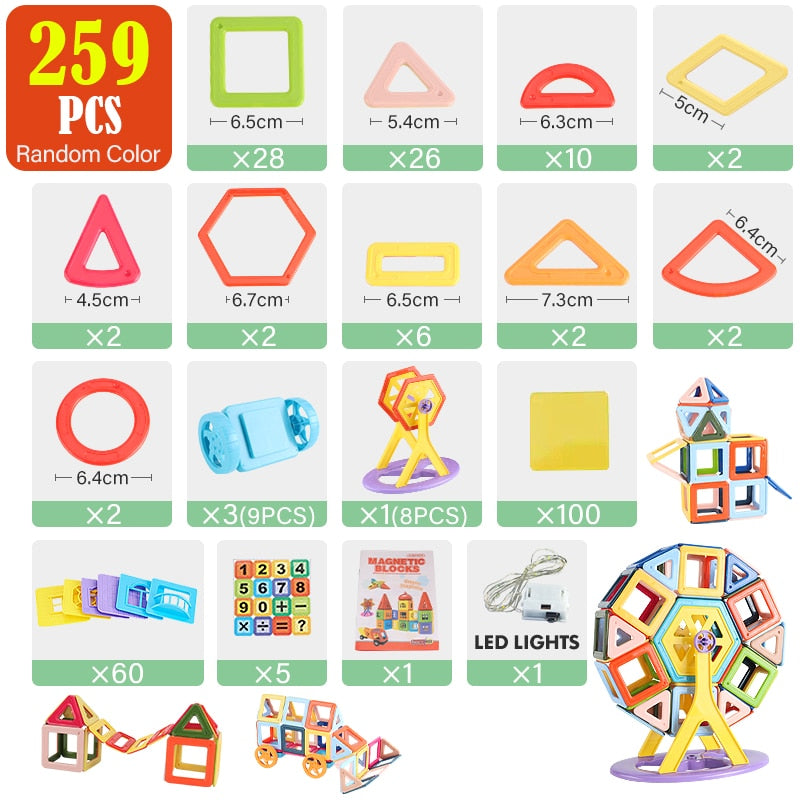 Montessori Magnetic Construction Kit with up to 377 Pieces