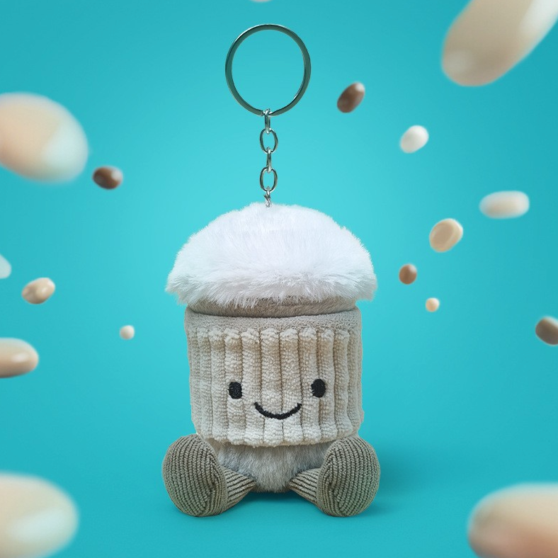 Coffee To Go Plush Keychain Bag Charm Cute Amuseables Toy Gift
