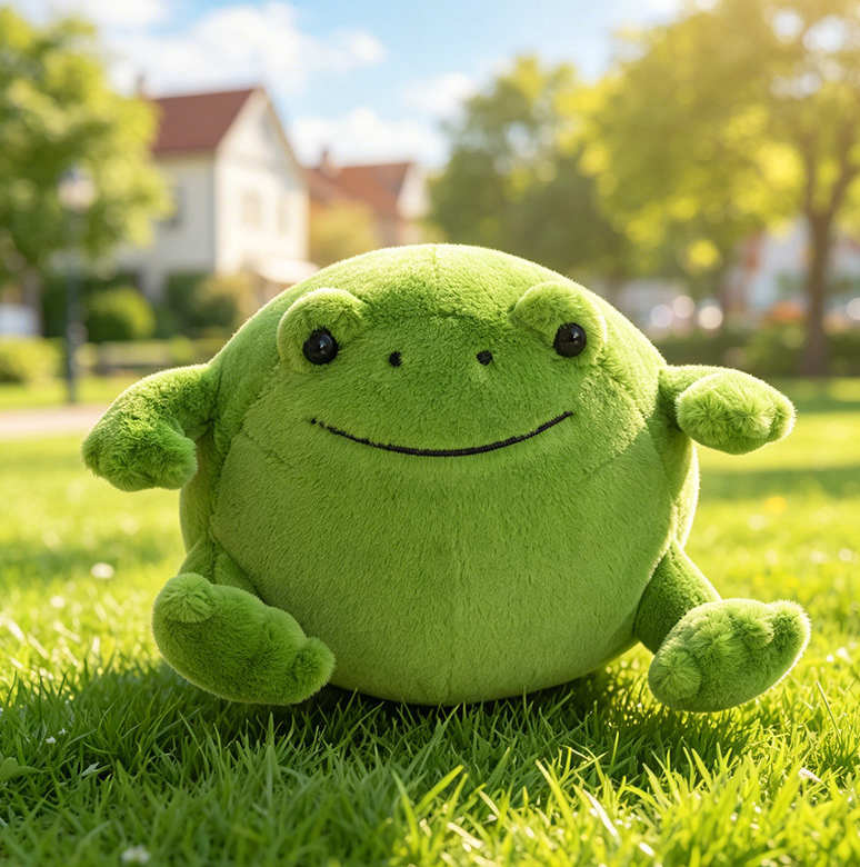 Green Sad Frog, Green Happy Frog Plush Toy