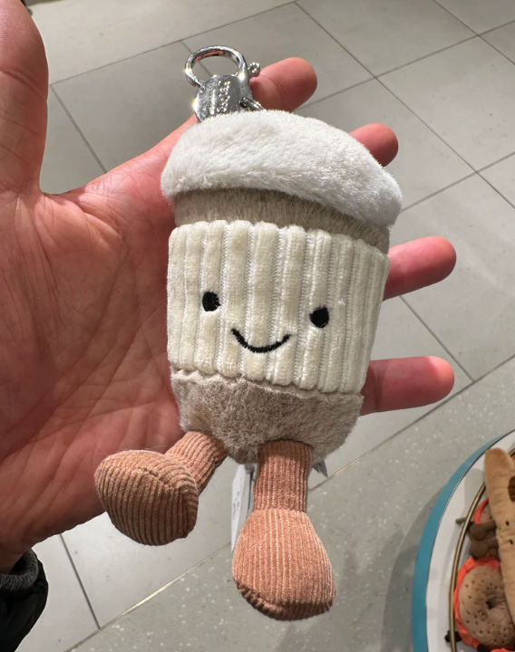 Coffee To Go Plush Keychain Bag Charm Cute Amuseables Toy Gift