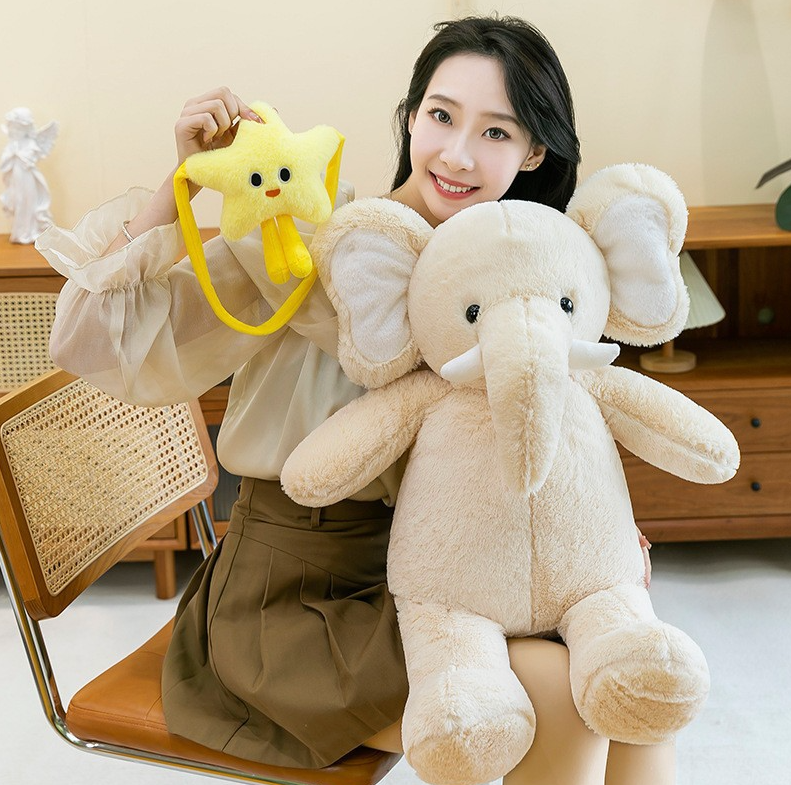 Elephant Stuffed Animal Plush Toy 65cm – Soft PP Cotton Doll for Kids