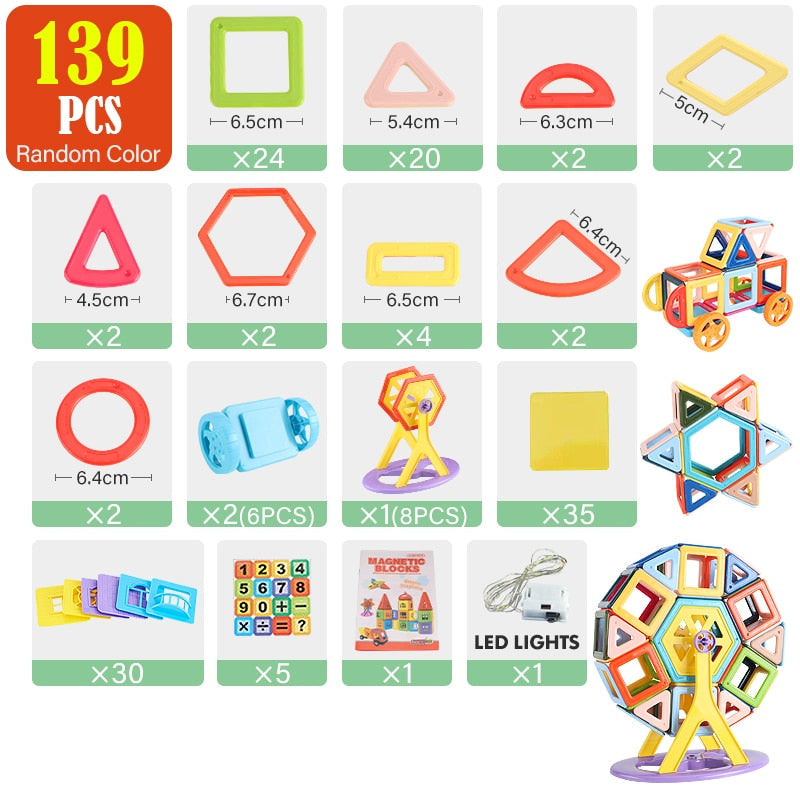 Montessori Magnetic Construction Kit with up to 377 Pieces