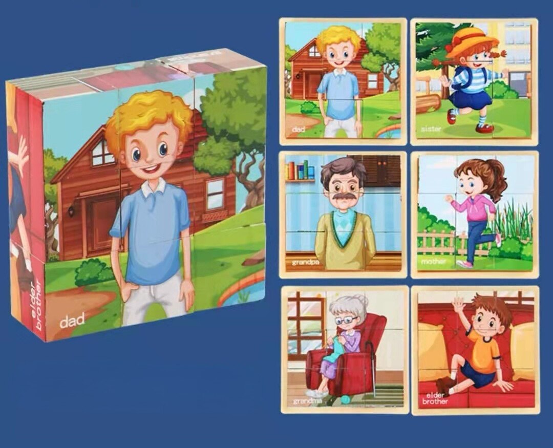 Montessori 9 Pieces Six-sided 3D Cubes Jigsaw Puzzles (3-6 Years Old)