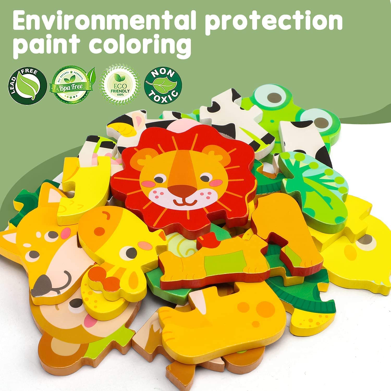 Montessori Wooden Puzzles for Toddlers Baby 1 2 3+ Years Old
