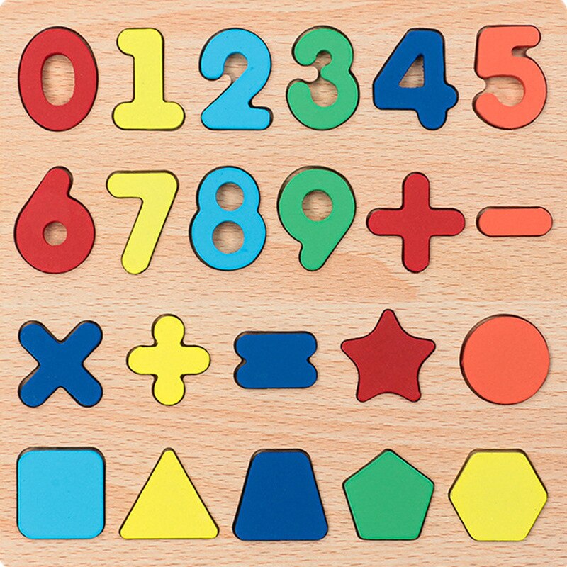 Montessori Children's 3D Wooden Puzzle with Alphabet and Number Shapes