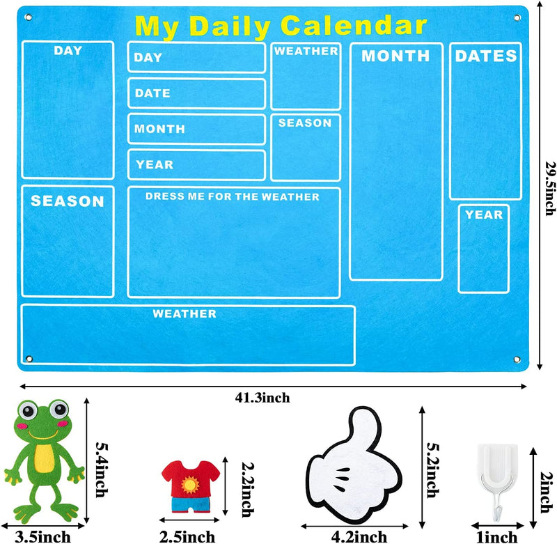 Montessori DAILY CALENDAR FELT KIT with 65 Pieces, for Kids