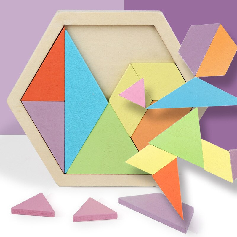 Montessori Wooden Hexagon Puzzle for Kid Tangram
