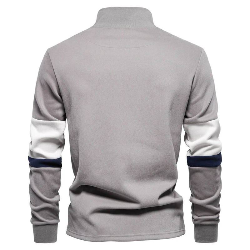 Tricolore Men's Quarter-Zip Pullover – Smart Casual Sweater