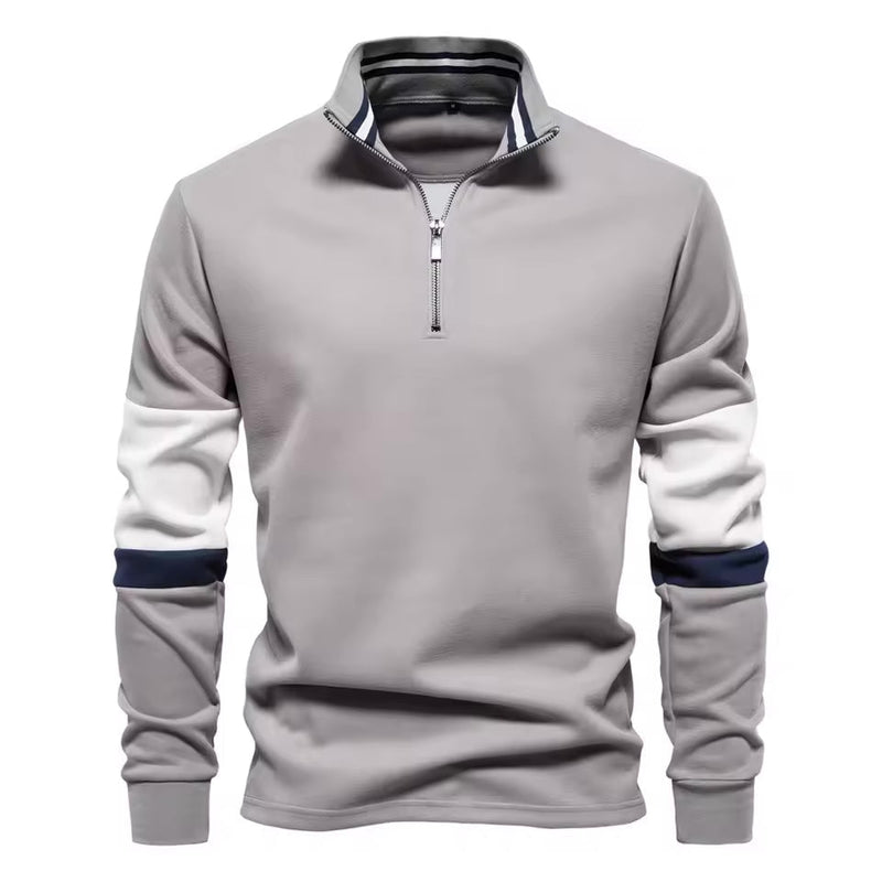 Tricolore Men's Quarter-Zip Pullover – Smart Casual Sweater