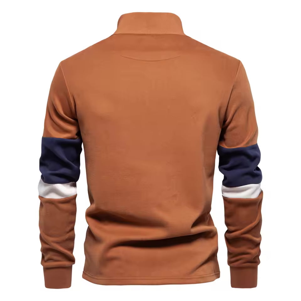 Tricolore Men's Quarter-Zip Pullover – Smart Casual Sweater
