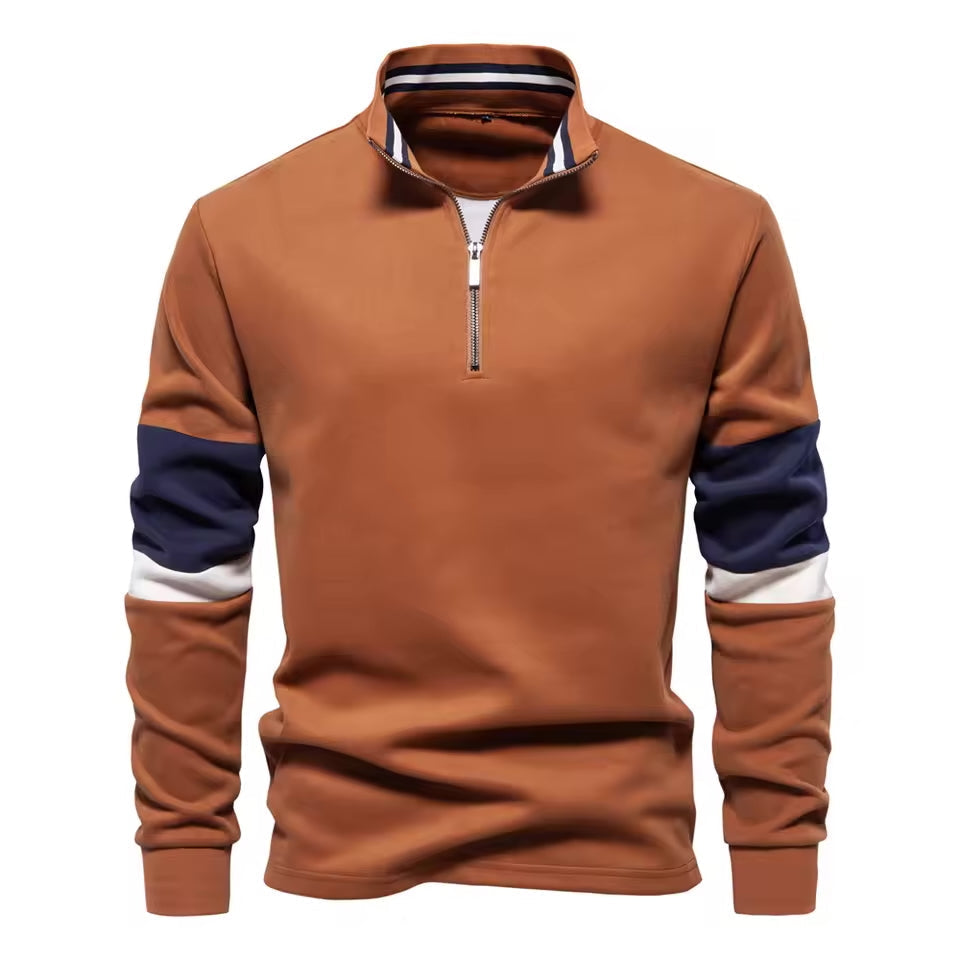 Tricolore Men's Quarter-Zip Pullover – Smart Casual Sweater
