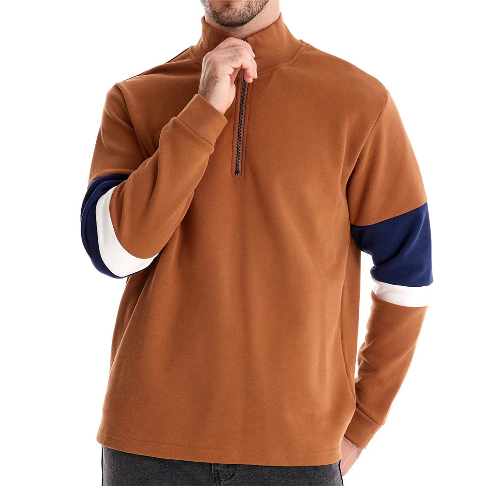 Tricolore Men's Quarter-Zip Pullover – Smart Casual Sweater