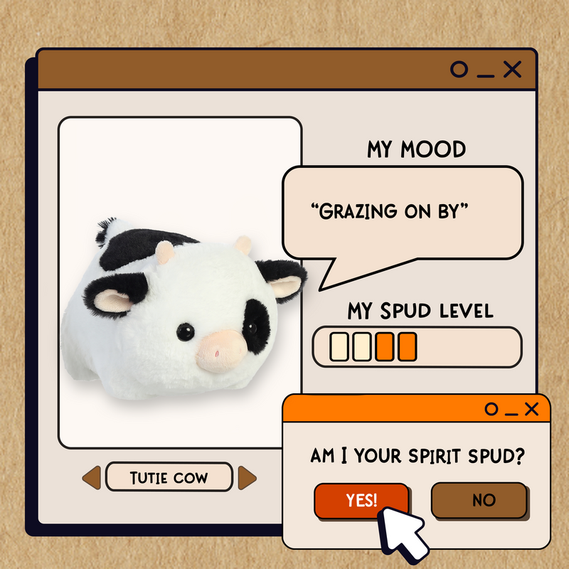 Spudsters Tutie Cow Plush Toy Stuffed Animal, 10 in