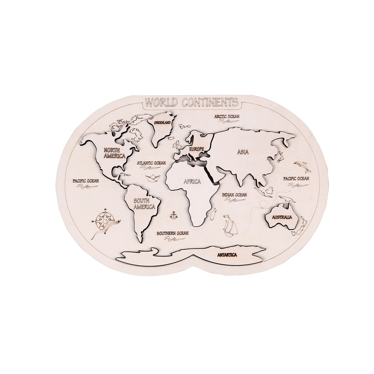 Wooden World Continent Puzzle