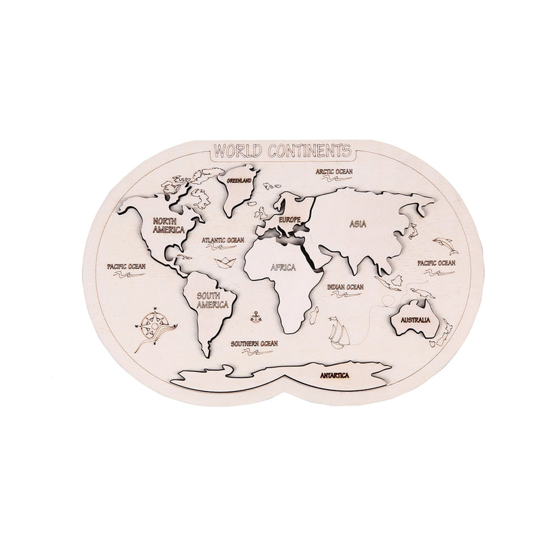 Wooden World Continent Puzzle