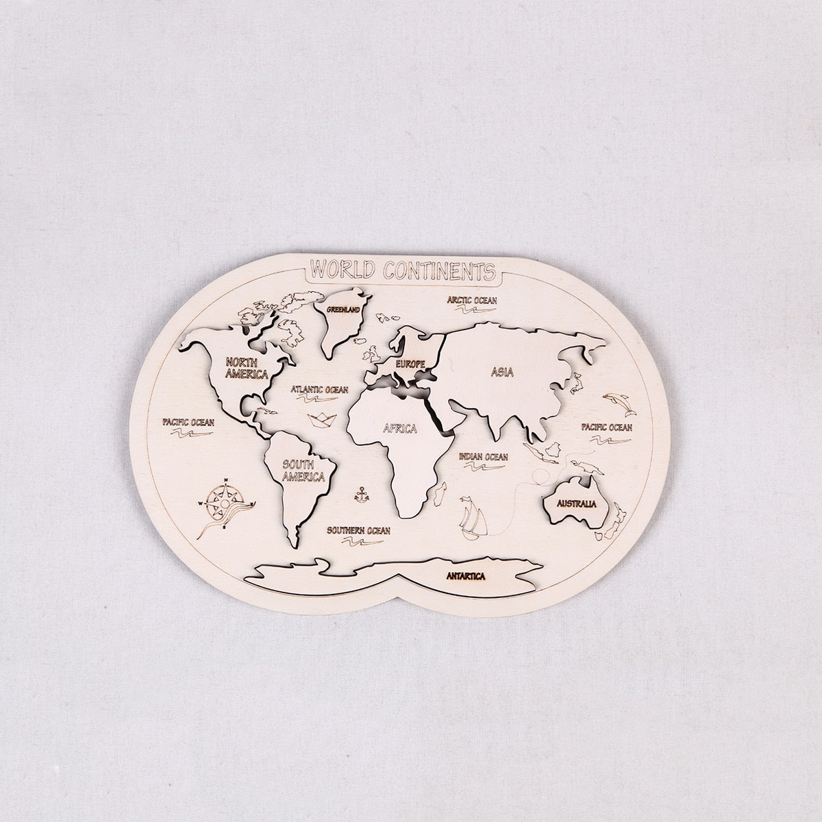 Wooden World Continent Puzzle