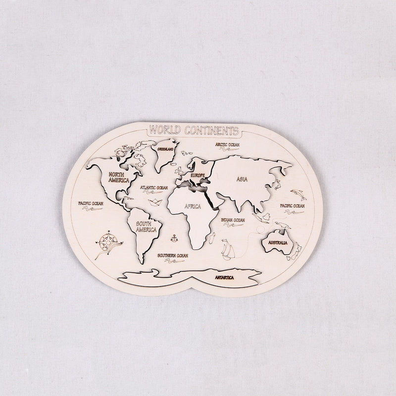 Wooden World Continent Puzzle