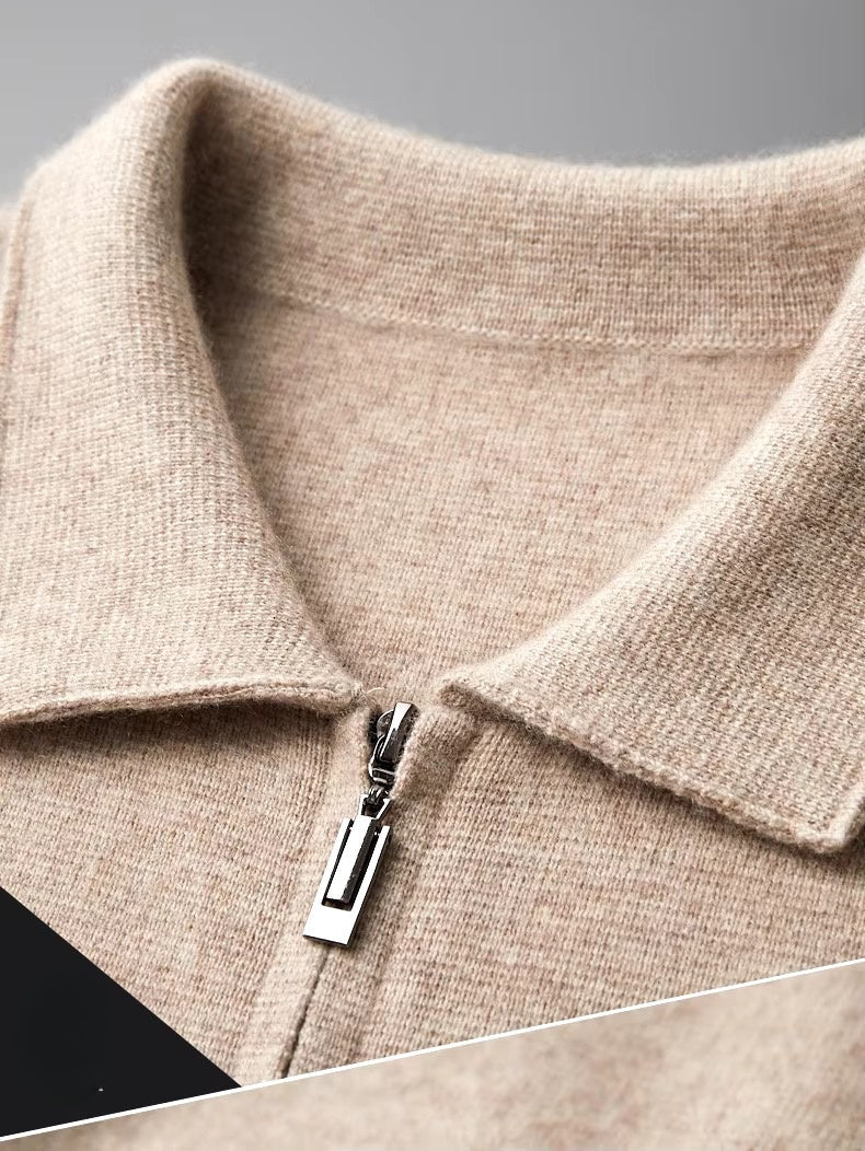 Salto Men's Merino Zip-Up Sweater – Smart Casual Knit