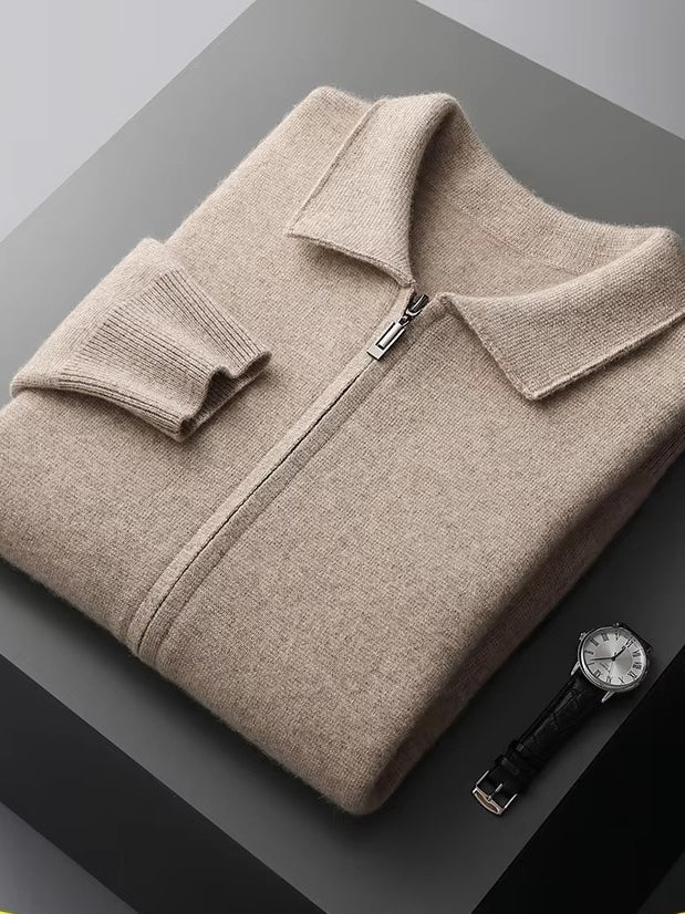 Salto Men's Merino Zip-Up Sweater – Smart Casual Knit