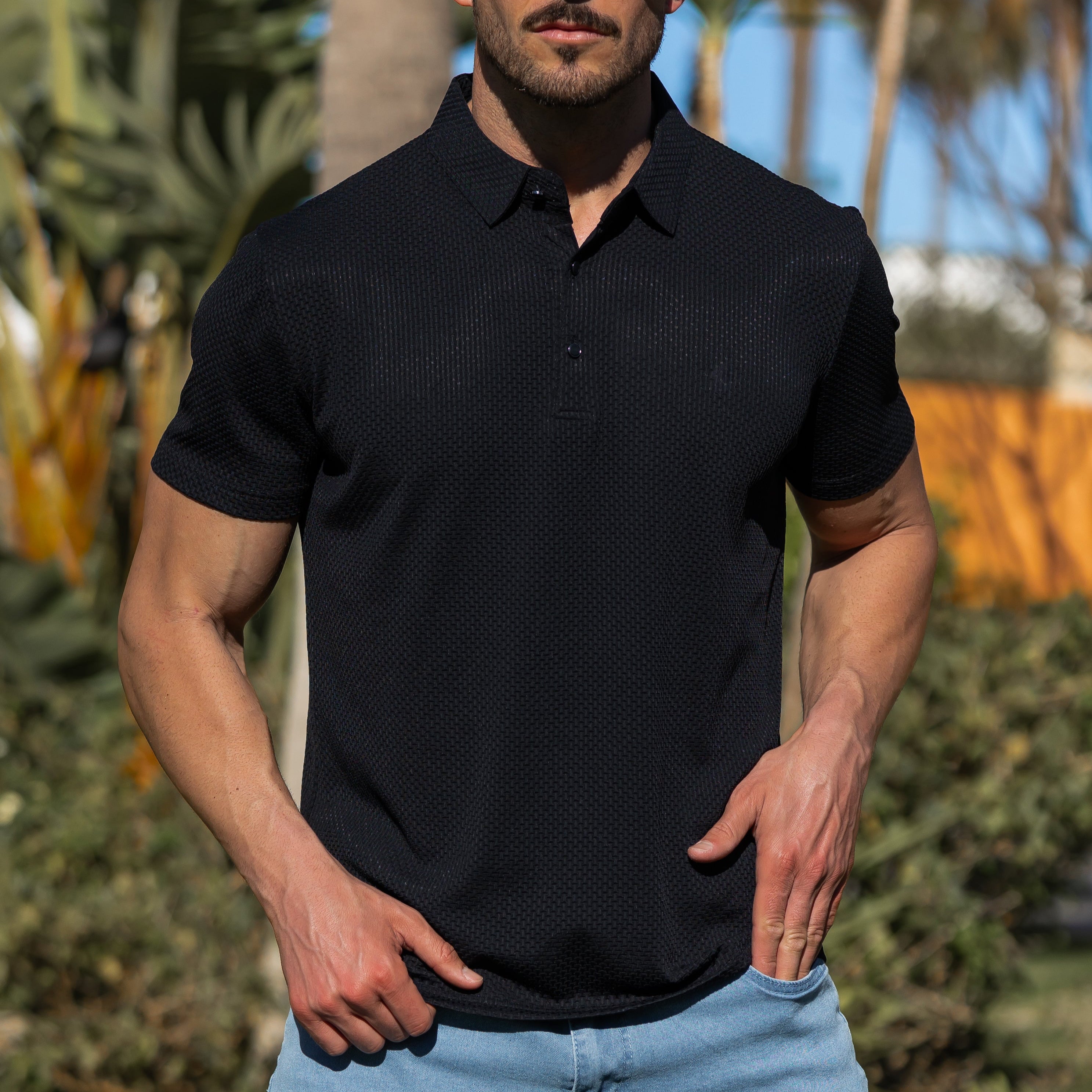 Soffice Minimale Men's Polo Shirt – Slim Fit Short Sleeve