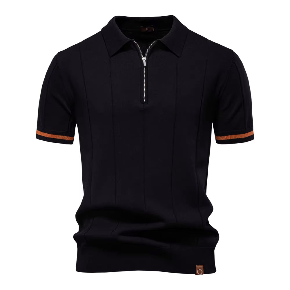 Torino Men's Quarter-Zip Polo Shirt – Short Sleeve Slim Fit